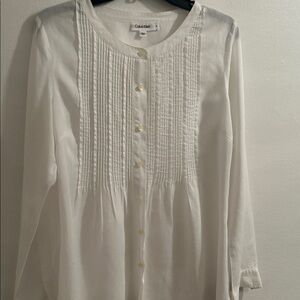Calvin Klein Women's white Pleated Blouse